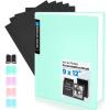 imageSooez Art Portfolio 9x12 24 Pockets with 24 Black Paper Binder with Plastic Sleeves Display 48 Pages Presentation Book for Artwork Folders Binder for Office SchoolGreen