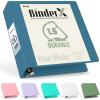 imageSooez BinderX Extra Durable 3 Inch 3 Ring Binder DRing Large Binder Holds 670 Sheets of 85x11 Paper Customizable View Cover with Inside Pockets Heavy Duty 3 Ring Binder for School Olive GreenGrey Blue