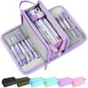 imageSooez Large Pencil Case Big Capacity Pencil Pouch Pen Bag with 3 Compartment Portable Canvas Stationery Organizer with Zipper Cute Aesthetic School Supplies for Teen Girls College Pink with PlaidPurple with Plaid