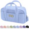 imageSooez Large Pencil Case Pouch Extra Big Pencil Bag with 5 Compartments Pen Case Wide Opening Soft Corduroy Pen Bag Organizer with Zipper Cute Aesthetic School Supplies for Teen Girls PinkSky Blue