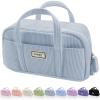 imageSooez Large Pencil Case Pouch Extra Big Pencil Bag with 5 Compartments Pen Case Wide Opening Soft Corduroy Pen Bag Organizer with Zipper Cute Aesthetic School Supplies for Teen Girls PinkBlue