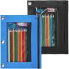 imageSooez Pencil Pouch for 3 Ring Binder 2 Pack Fabric Binder Pouch with 2 Pockets Pencil Bags with Zipper and Reinforced Grommets Pencil Cases for BinderAzure Blue  Black