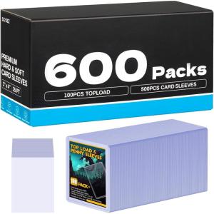 image100 Toploaders for Cards and 100 Soft Card Sleeves Sooez 35 PT Top Loaders Card Protectors 3quot x 4quot Hard Plastic Penny Sleeves for Baseball Football and Game Collectible Trading Cards100 Toploaders500 Soft Card Sleeves