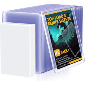 image100 Toploaders for Cards and 100 Soft Card Sleeves Sooez 35 PT Top Loaders Card Protectors 3quot x 4quot Hard Plastic Penny Sleeves for Baseball Football and Game Collectible Trading Cards42 Toploaders100 Soft Card Sleeves