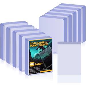 image200 Topload Card Holder and 200 Clear Sleeves Sooez 35 PT Topload Card Protectors 3quot x 4quot Hard Plastic Card Sleeves Baseball Card Protector Rigid Toploading Card Case for Collectible Trading Cards200 Topload  200 Clear Sleeves
