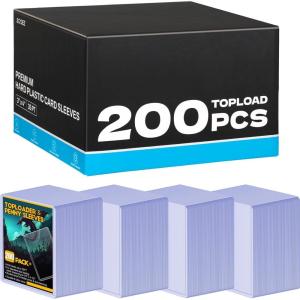 image200 Topload Card Holder and 200 Clear Sleeves Sooez 35 PT Topload Card Protectors 3quot x 4quot Hard Plastic Card Sleeves Baseball Card Protector Rigid Toploading Card Case for Collectible Trading Cards200 Topload