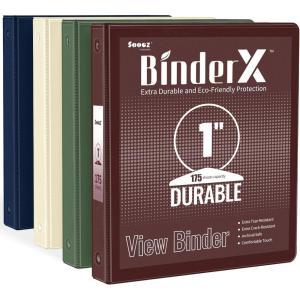 image4 Pack Extra Durable 3 Ring Binders 1 Inch Sooez 1 Three Round Ring Binders Clear Customizable View Cover for Letter Size 85 x 11 Papers Teacher Must Have School Office ampamp Home SuppliesRetro