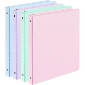 image4 Pack Extra Durable 3 Ring Binders 1 Inch Sooez 1 Three Round Ring Binders Clear Customizable View Cover for Letter Size 85 x 11 Papers Teacher Must Have School Office ampamp Home SuppliesPastel