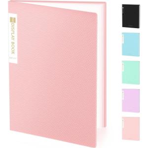 imageSooez 18Pocket Binder with Plastic Sleeves 85x11 Heavy Duty Art Portfolio Folder with Clear Sheet Protectors Display 36 Pages Presentation Book for Artwork Document OrganizerPink