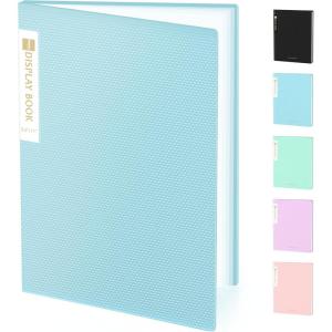 imageSooez 18Pocket Binder with Plastic Sleeves 85x11 Heavy Duty Art Portfolio Folder with Clear Sheet Protectors Display 36 Pages Presentation Book for Artwork Document OrganizerBlue