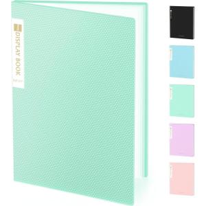 imageSooez 18Pocket Binder with Plastic Sleeves 85x11 Heavy Duty Art Portfolio Folder with Clear Sheet Protectors Display 36 Pages Presentation Book for Artwork Document OrganizerGreen