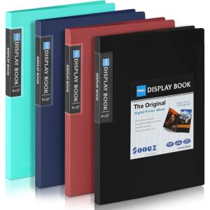 imageSooez 30Pocket Binder with Plastic Sleeves 9x12 Heavy Duty Art Portfolio Folder with Clear Sheet Protectors Display 60 Pages Presentation Book for Artwork Document Organizer Binder  4 PackAssorted Colors