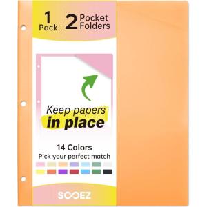imageSooez 6 Pack Folders with Pockets 3 Hole Punched Plastic Pockets Folders for 3 Ring Binder with Labels Heavy Duty Binder Folder 2Pocket Folder for Document Colored File Folders Letter SizeSmoky Pink