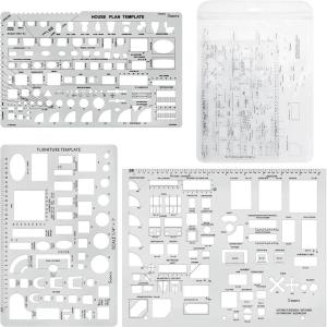 imageSooez Architectural Templates House Plan Interior Design and Furniture Template Drafting Tools and Supplies  Set of 3clear