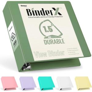 imageSooez BinderX Extra Durable 3 Inch 3 Ring Binder DRing Large Binder Holds 670 Sheets of 85x11 Paper Customizable View Cover with Inside Pockets Heavy Duty 3 Ring Binder for School Olive GreenOlive Green