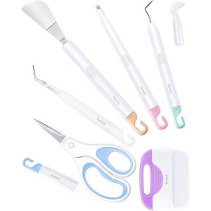 imageSooez Weeding Tools for Vinyl 6PCS Basic Tools Set for Cricut Precision Craft Vinyl Tool Kit Scoring StylusWeeder ScraperSpatulaTweezersScissors for VinylPaper ampamp Ironon ProjectsColoredColored