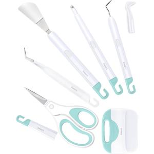 imageSooez Weeding Tools for Vinyl 6PCS Basic Tools Set for Cricut Precision Craft Vinyl Tool Kit Scoring StylusWeeder ScraperSpatulaTweezersScissors for VinylPaper ampamp Ironon ProjectsColoredMint Green