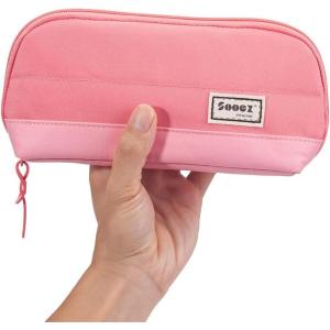 imageSooez WideOpening Pencil Pen Case Lightweight ampamp Spacious Pencil Bag Pouch Box Organizer Aesthetic Supply with Triangular Design for Adults GreyPink