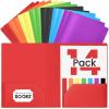 imageSooez 7 Pack Folders with Pockets 2 Pocket Folders with Extra Labels Plastic Folder with Pockets Heavy Duty File Folder Bulk School Business Office Filing SuppliesBright Rainbow