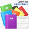 imageSooez 7 Pack Folders with Pockets 2 Pocket Folders with Extra Labels Plastic Folder with Pockets Heavy Duty File Folder Bulk School Business Office Filing SuppliesBright Rainbow