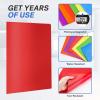 imageSooez 7 Pack Folders with Pockets 2 Pocket Folders with Extra Labels Plastic Folder with Pockets Heavy Duty File Folder Bulk School Business Office Filing SuppliesRed
