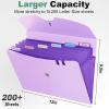imageSooez 7 Pocket Expanding File Folder Premium Accordion File Organizer Letter Size Folders for Documents Sleek Filing Folders with Bungee Closure Portable Folders for School Office Supplies GreenPurple