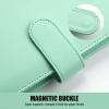 imageSooez A5 Notebook Binder 6 Ring Planner with Stylish Design Loose Leaf Personal Organizer Cover with Magnetic Buckle Closure PU Leather Binder for Women with Macaron Colors Olive GreenMint Blue