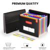 imageSooez Accordion File Organizer 13 Pockets Expanding File Folder Portable Monthly Paper Bill Tax Receipt Organizer Letter A4 Size Document Holder with Blank Labels BlackYellow