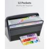 imageSooez Accordion File Organizer with Safe Zipper 12 Pocket Expanding File Folder with Front Pencil Pouch Portable Monthly Paper Bill Tax Receipt Organizer School Office Supplies Letter Size GreyGreen