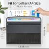 imageSooez Accordion File Organizer with Safe Zipper 12 Pocket Expanding File Folder with Front Pencil Pouch Portable Monthly Paper Bill Tax Receipt Organizer School Office Supplies Letter Size GreyGrey