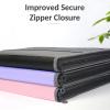 imageSooez Accordion File Organizer with Safe Zipper 12 Pocket Expanding File Folder with Front Pencil Pouch Portable Monthly Paper Bill Tax Receipt Organizer School Office Supplies Letter Size GreyLight Pink