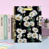 imageSooez Clipboard Folio with Refillable Notepad Folder with 10 Storage Pockets for Letter Size Spiral Clipboard Notebook Cute Portfolio for School Office Nursing Blue FloralDaisy  Black