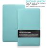 imageSooez Leather Professional Business Card Book Holder Organizer 240 Capacity Credit Card Booklet PU Name Cards Holder Storage File for Men Women 77 x 45 Inch BlackMint Green