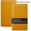 imageSooez Leather Professional Business Card Book Holder Organizer 240 Capacity Credit Card Booklet PU Name Cards Holder Storage File for Men Women 77 x 45 Inch BlackOrange