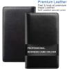 imageSooez Leather Professional Business Card Book Holder Organizer 240 Capacity Credit Card Booklet PU Name Cards Holder Storage File for Men Women 77 x 45 Inch BlackPurple