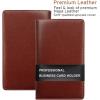 imageSooez Leather Professional Business Card Book Holder Organizer 240 Capacity Credit Card Booklet PU Name Cards Holder Storage File for Men Women 77 x 45 Inch BlackBrown