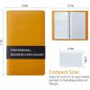 imageSooez Leather Professional Business Card Book Holder Organizer 240 Capacity Credit Card Booklet PU Name Cards Holder Storage File for Men Women 77 x 45 Inch BlackOrange