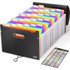 imageSooez 26Pocket Accordion File Organizer with Unobstructed AZ Tabs Premium Expanding File Folder Tax Receipt Document Organizer Storage for LetterA4 Size Paper School Office ampamp Home Supplies