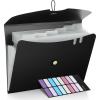 imageSooez 7 Pocket Expanding File Folder Premium Accordion File Organizer Letter Size Folders for Documents Sleek Filing Folders with Bungee Closure Portable Folders for School Office Supplies GreenBlacktransparent Sleeves