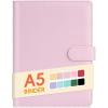 imageSooez A5 Notebook Binder 6 Ring Planner with Stylish Design Loose Leaf Personal Organizer Cover with Magnetic Buckle Closure PU Leather Binder for Women with Macaron Colors Olive GreenPink