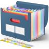 imageSooez Accordion File Organizer 13 Pockets Expanding File Folder Portable Monthly Paper Bill Tax Receipt Organizer Letter A4 Size Document Holder with Blank Labels BlackNavy Blue