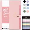 imageSooez Aesthetic 8 Pocket Accordion File Organizer Pastel Expanding File Folder for Important Document with Labels Portable Receipt Bill Organizer for Office School Supplies Letter Size Olive GreenPink