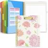 imageSooez Clipboard Folio with Refillable Notepad Folder with 10 Storage Pockets for Letter Size Spiral Clipboard Notebook Cute Portfolio for School Office Nursing Blue FloralDaisy  Pink