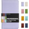 imageSooez Leather Professional Business Card Book Holder Organizer 240 Capacity Credit Card Booklet PU Name Cards Holder Storage File for Men Women 77 x 45 Inch BlackPurple