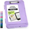 imageSooez Reinforced Clipboard with Storage Inner Plastic Folder Attached Heavy Duty Plastic Clip Boards 85x11 with Pen Holder High Capacity Nursing Clipboard for Teacher Office Home Letter  A4 SizeLavender Purple