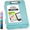 imageSooez Reinforced Clipboard with Storage Inner Plastic Folder Attached Heavy Duty Plastic Clip Boards 85x11 with Pen Holder High Capacity Nursing Clipboard for Teacher Office Home Letter  A4 SizeHaze Blue