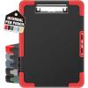 imageSooez Toughest Clipboard with Storage Internal Pen Pouch Included Letter A4 Size Shockproof Heavy Duty Plastic Clip Boards 85x11 High Capacity Clipboards Box Case for Contractor Trucker DriverBlack  Red Corner