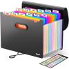 imageSooez Upgraded Accordion File Organizer Expanding File Folder with Deeper 12 Pockets  Never Cover Up Index Tabs Monthly Bill Paper Receipt Document Organizer Letter A4 Size for Home Office SchoolBlack With Rainbow Pocket