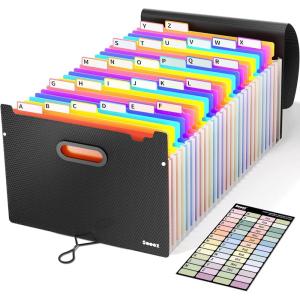 imageSooez 26Pocket Accordion File Organizer with Unobstructed AZ Tabs Premium Expanding File Folder Tax Receipt Document Organizer Storage for LetterA4 Size Paper School Office ampamp Home Supplies