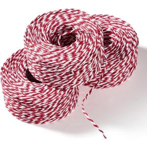 imageSooez 3 Roll Raffia Ribbon String 984 Feet Wrapping Raffia Paper String Ribbon Packing Paper Twine for Craft DIY Supply Christmas 328Feet Each RollRedwhite